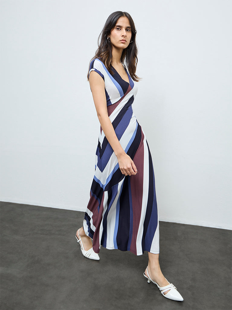 Wardrobe Multicolour Striped A-Line Dress