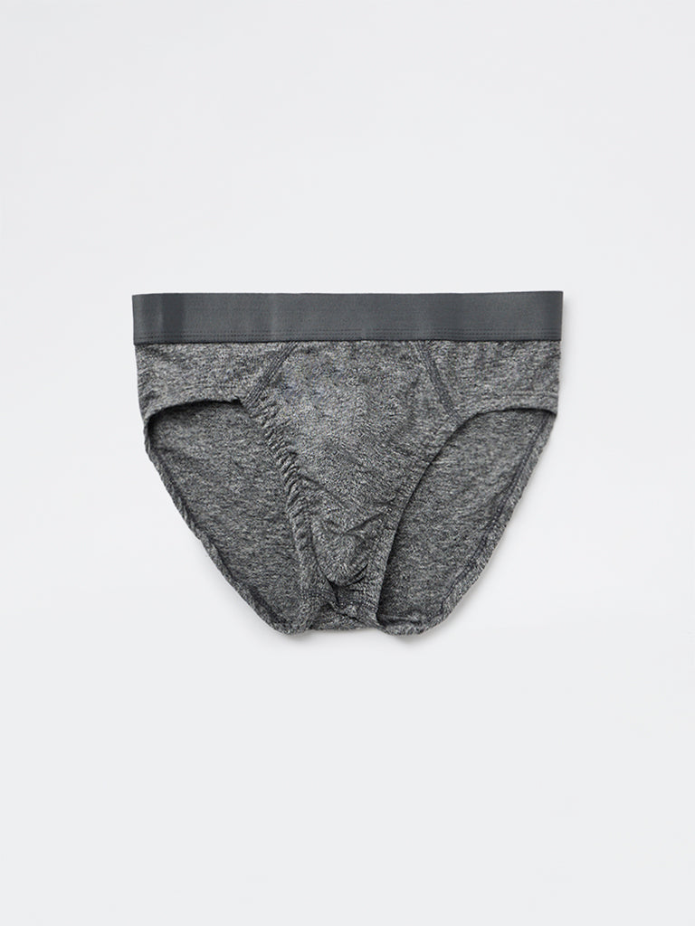 WES Lounge Blue Solid Cotton-Blend Briefs - Pack of 3