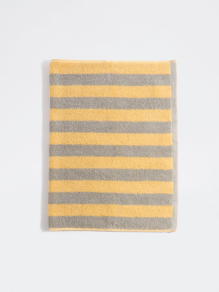 Westside Home Yellow Stripe Pattern Cotton Hand Towel