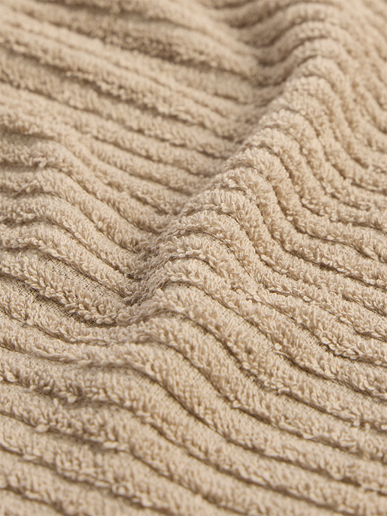 Westside Home Taupe Self-Striped Face Towels (Set of 2)