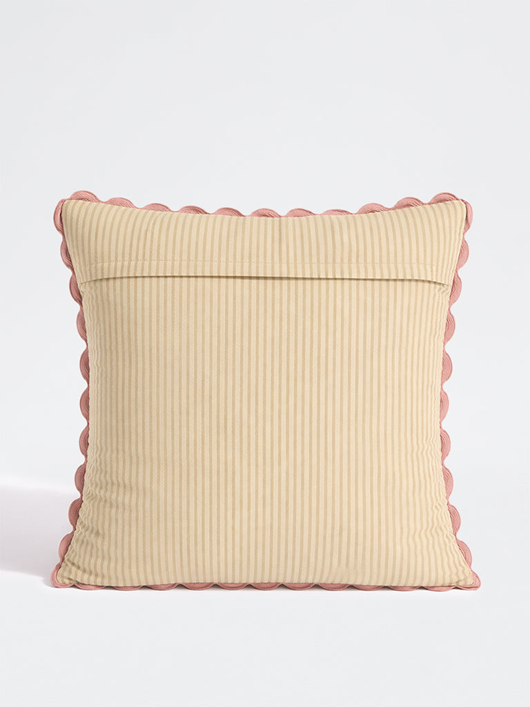 Westside Home Pink Floral Embroidered Cushion Cover