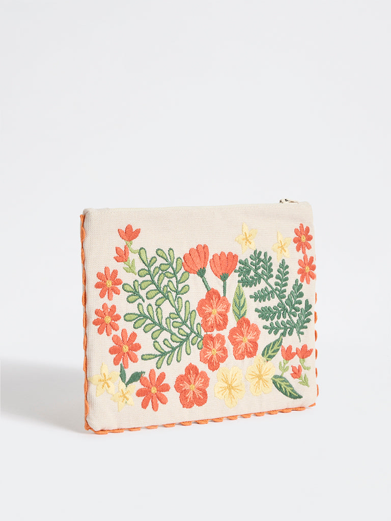 Westside Home Multicolour Floral Embroidered Pouch