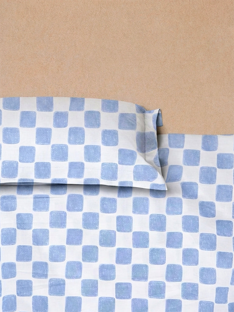 Westside Home Blue Checkered Fitted King Bed Sheet Set