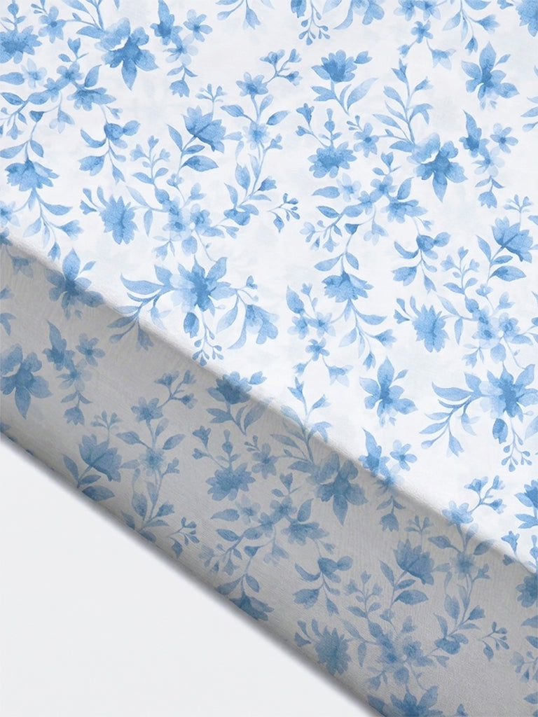 Westside Home Blue Floral Printed King Bed Sheet Set