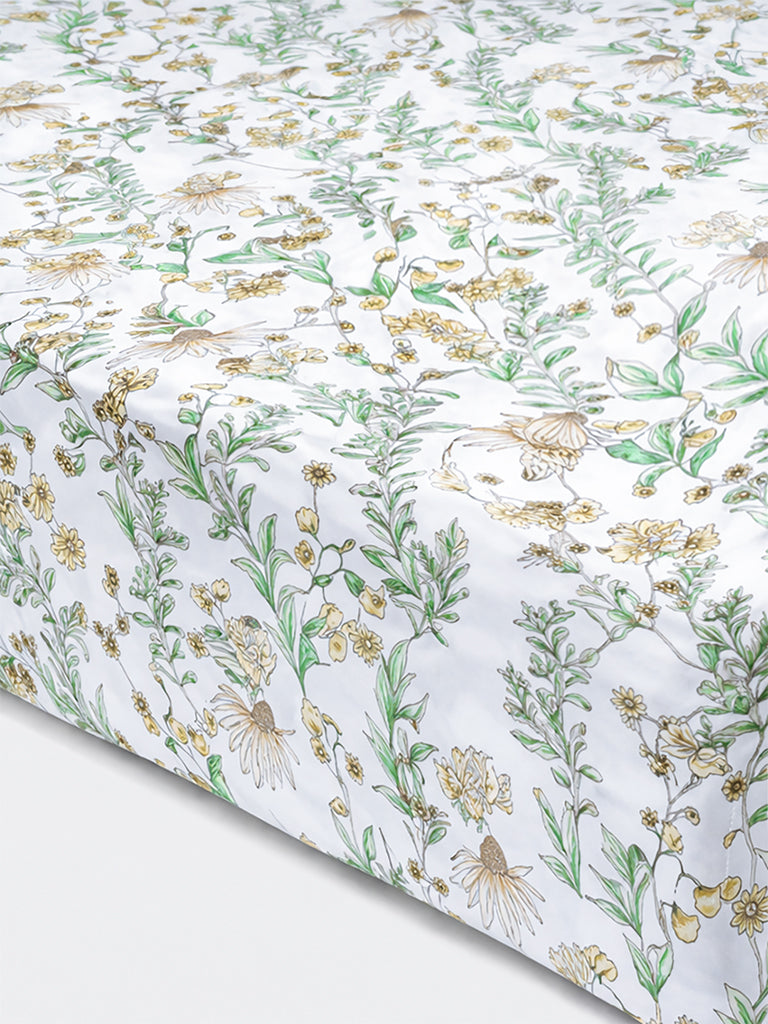Westside Home Yellow Floral Pattern King Bed Sheet Set