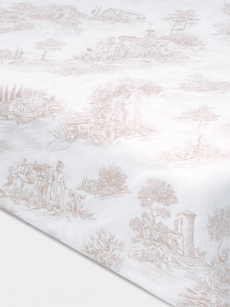 Westside Home Taupe Toile Printed Queen Bed Sheet Set