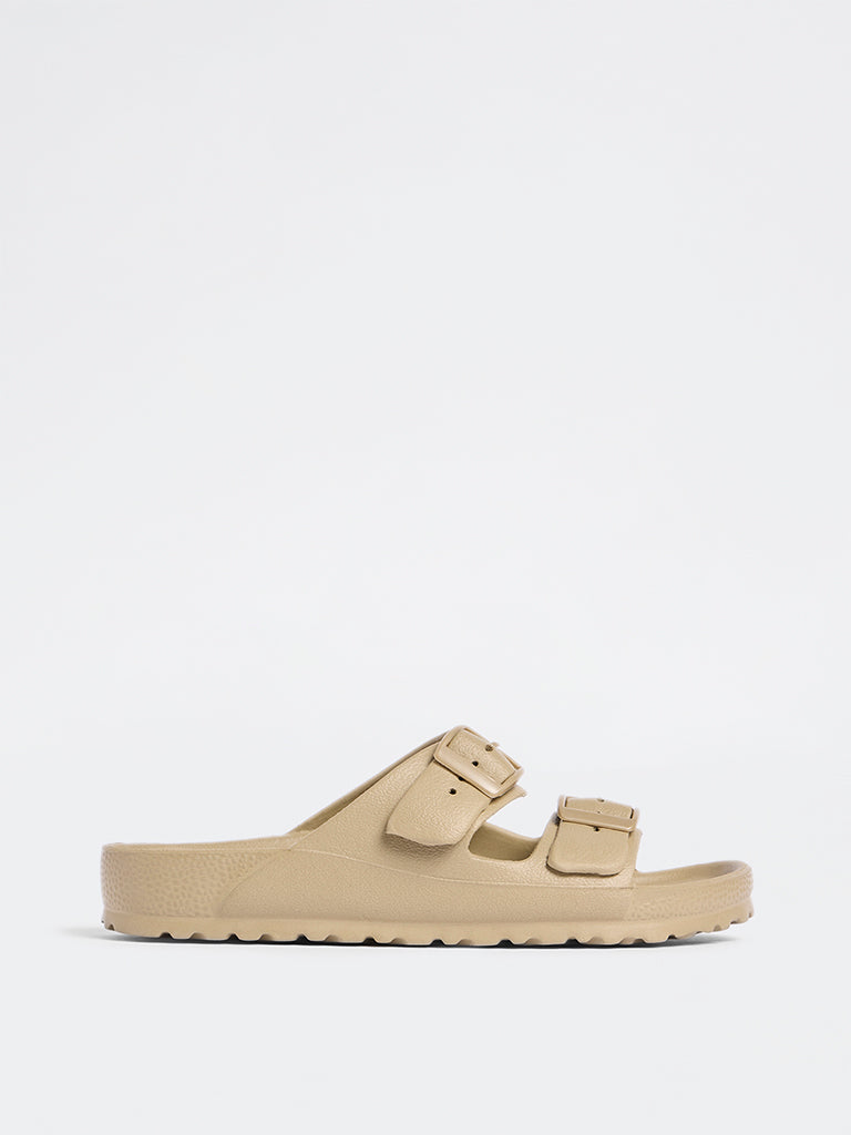 LUNA BLU Brown Dual-Strap Slip-On Sandals