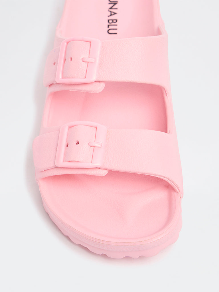 LUNA BLU Light Pink Dual-Buckled Slip-On Sandals