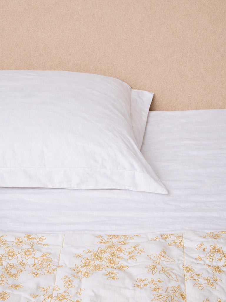 Westside Home Yellow Floral Printed Reversible Single Bed Comforter