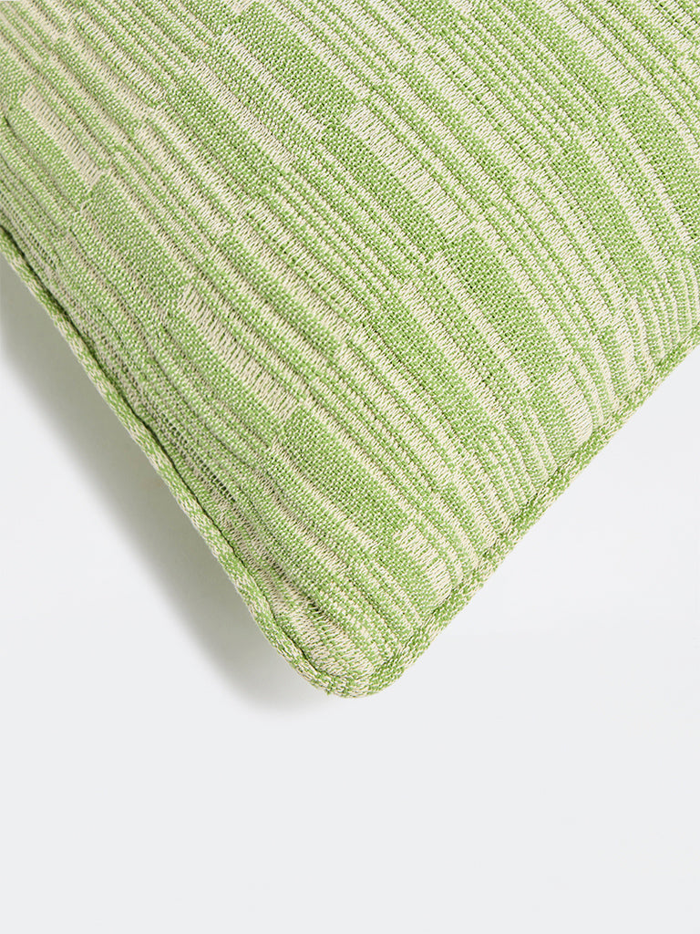 Westside Home Green Stripe-Textured Cushion Cover