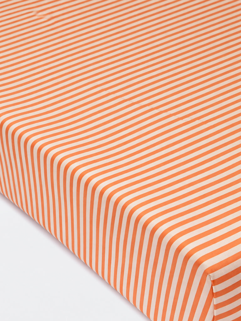 Westside Home Orange Stripe Printed King Bed Sheet Set