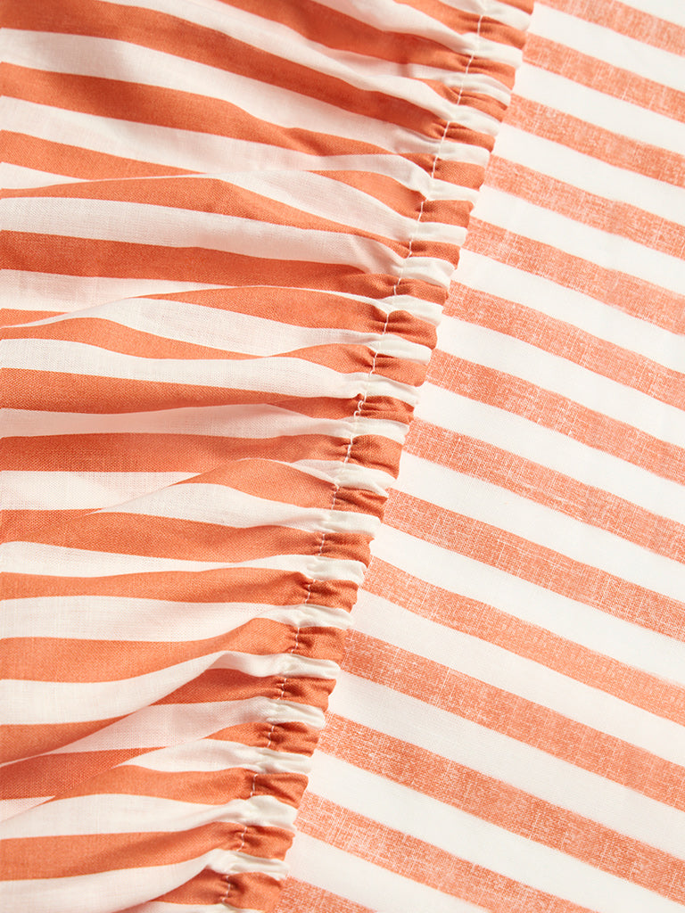 Westside Home Orange Stripe Printed King Bed Sheet Set