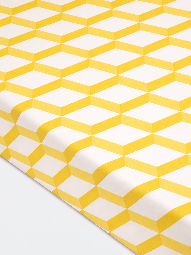 Westside Home Yellow Rhombus Printed Queen Bed Sheet Set