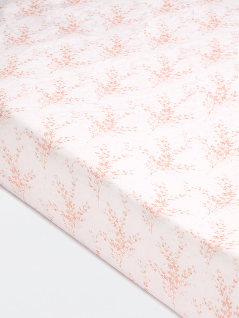 Westside Home Orange Botanical Design King Bed Sheet Set