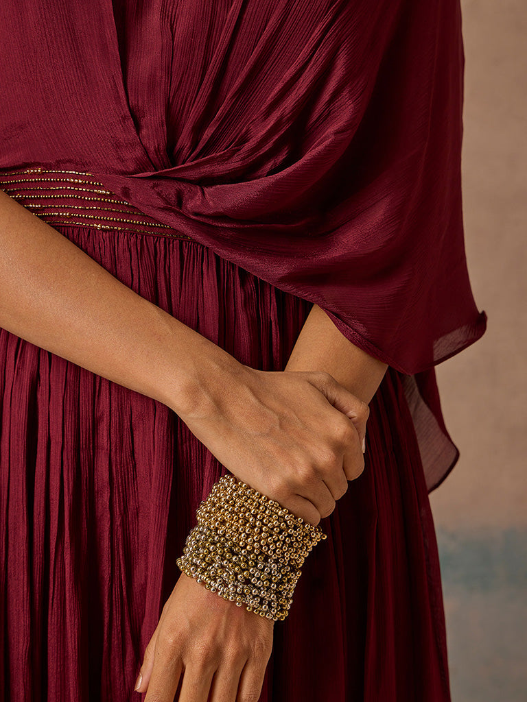 Samoh Embellished Maroon Maxi Dress