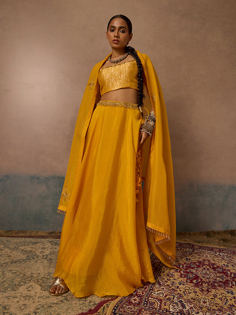 Flared Mustard Lehenga Skirt