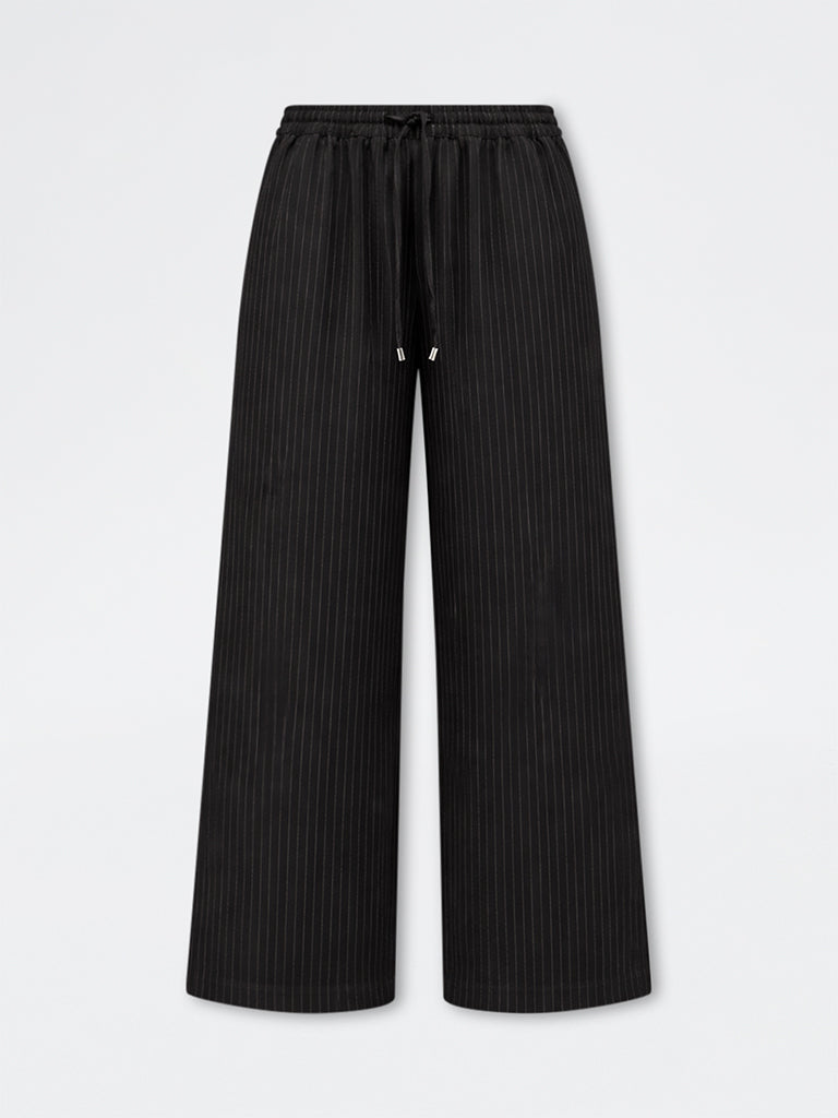 Wardrobe Black Striped High-Rise Cotton-Blend Pants