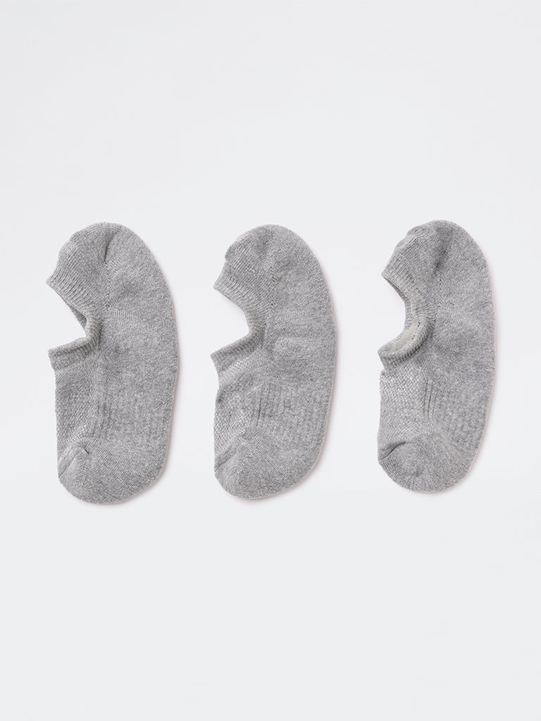 WES Lounge Grey Textured Cotton-Blend Socks - Pack of 3