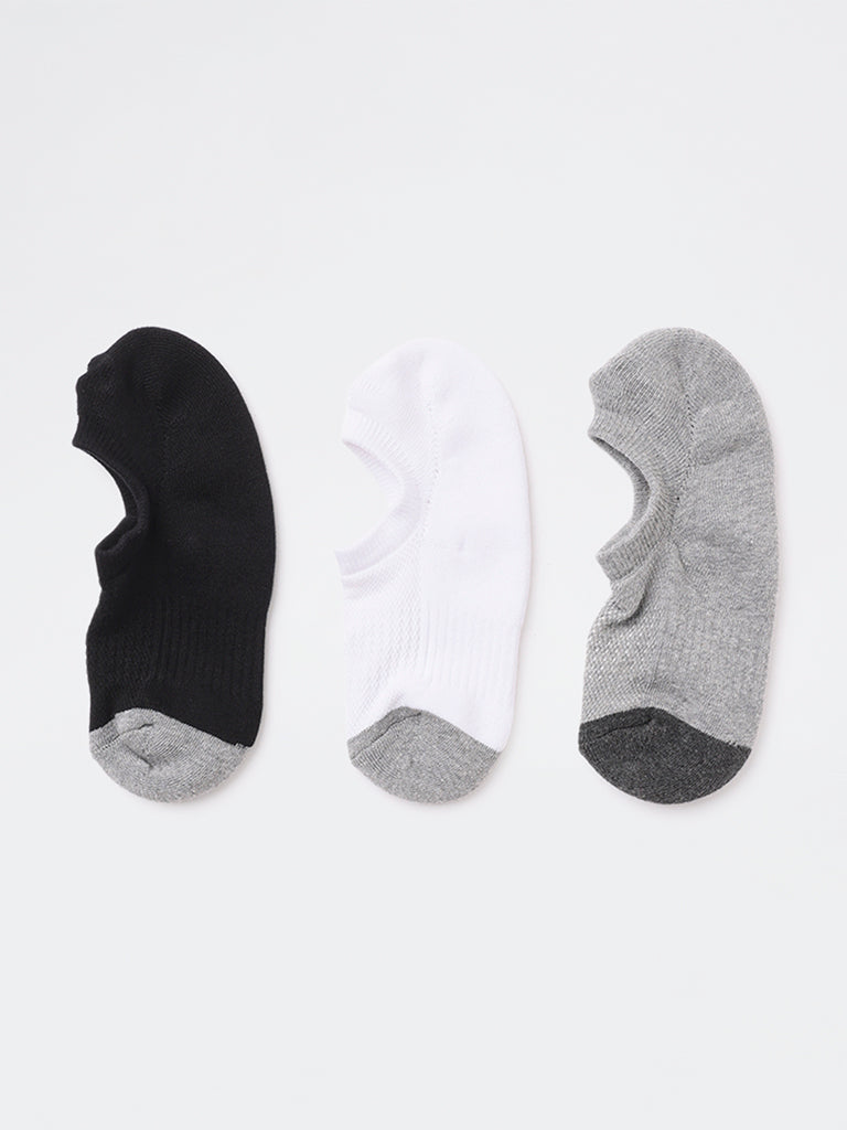 WES Lounge Grey Cotton-Blend Socks - Pack of 3