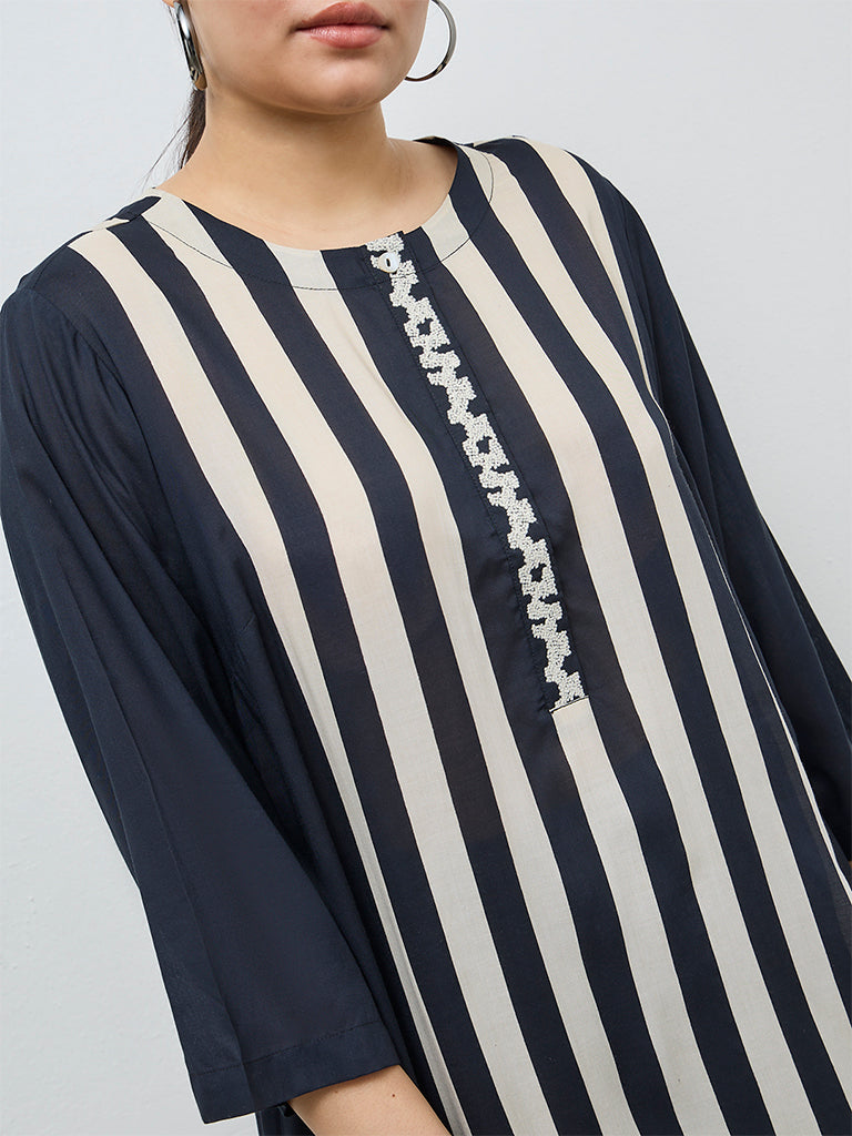 Diza Black Foliage Design A-Line Kurta