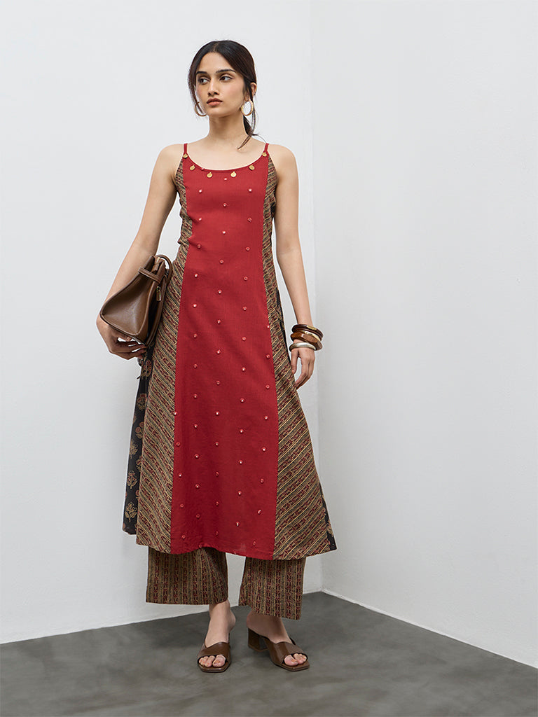 Utsa Brown Printed Cotton Palazzos