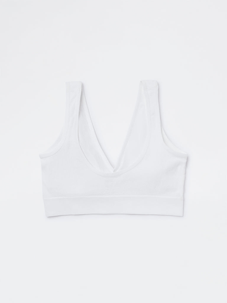 Superstar White Ribbed-Textured Padded Bra