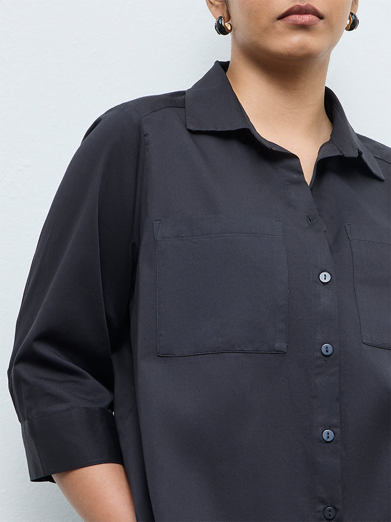 Gia Black Solid Cotton Shirt