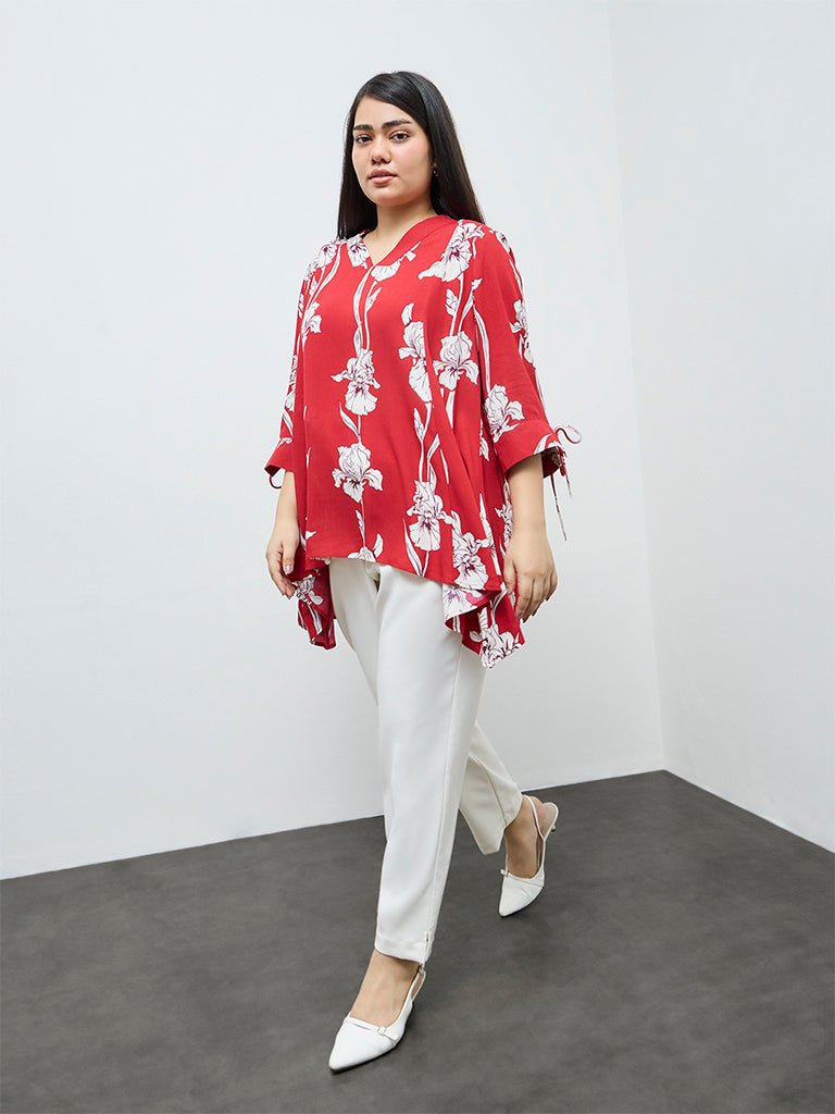 Gia Red Foliage Printed Blouse