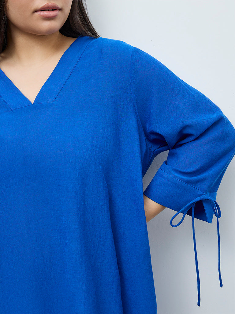 Gia Blue Asymmetrical Blouse