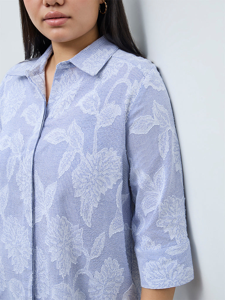 Gia Blue Floral Embroidered Shirt