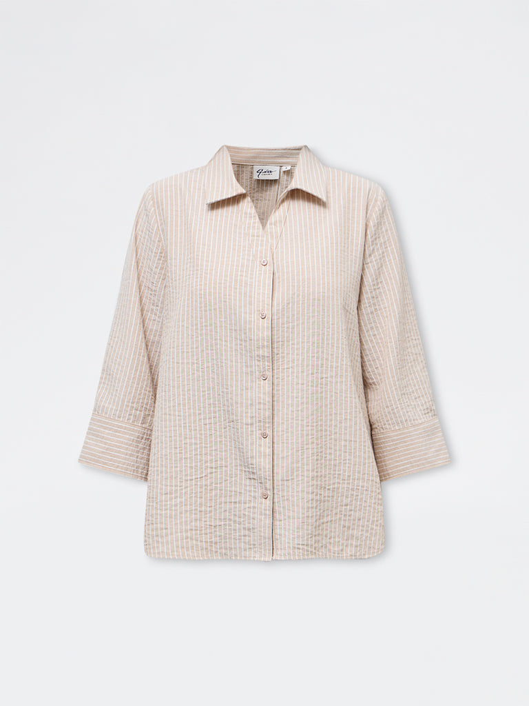 Gia Beige Striped Shirt