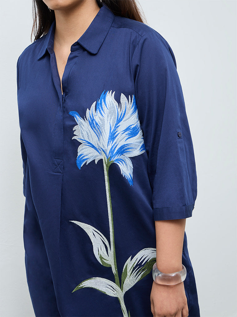 Gia Navy Floral Cotton Tunic