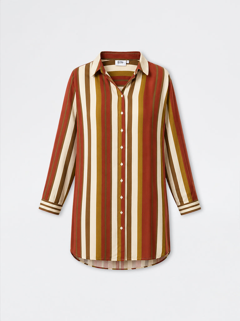 Gia Multicolour Striped High-Low Shirt