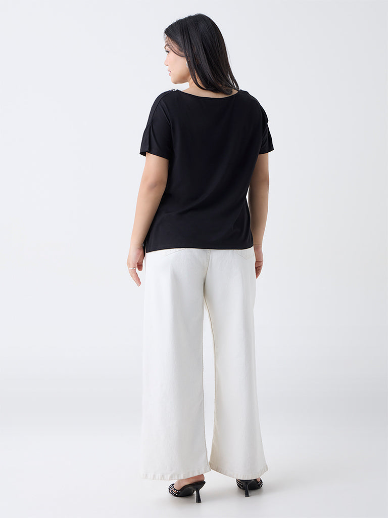 Gia Black Diamante Embellished Top