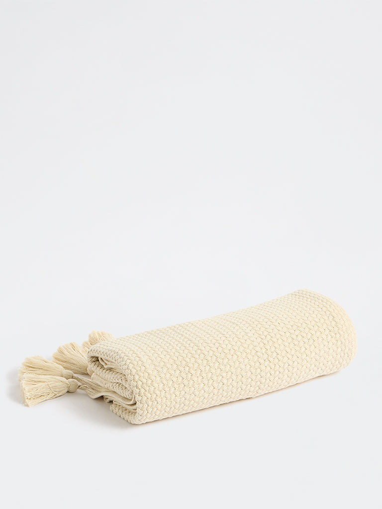 Westside Home Off-White Knit-Textured Throw