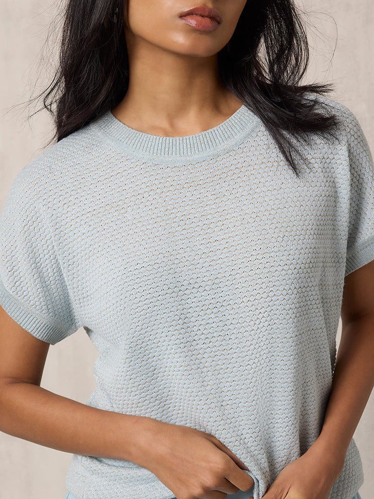 Samoh Knitted Light Blue T-Shirt
