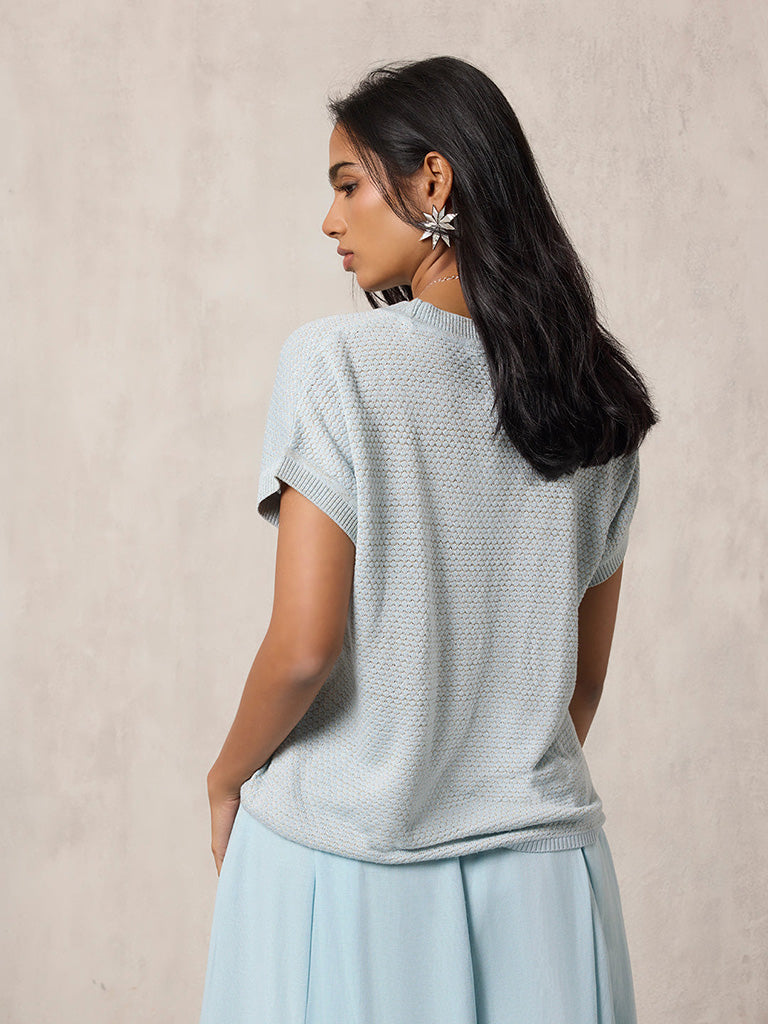 Samoh Knitted Light Blue T-Shirt