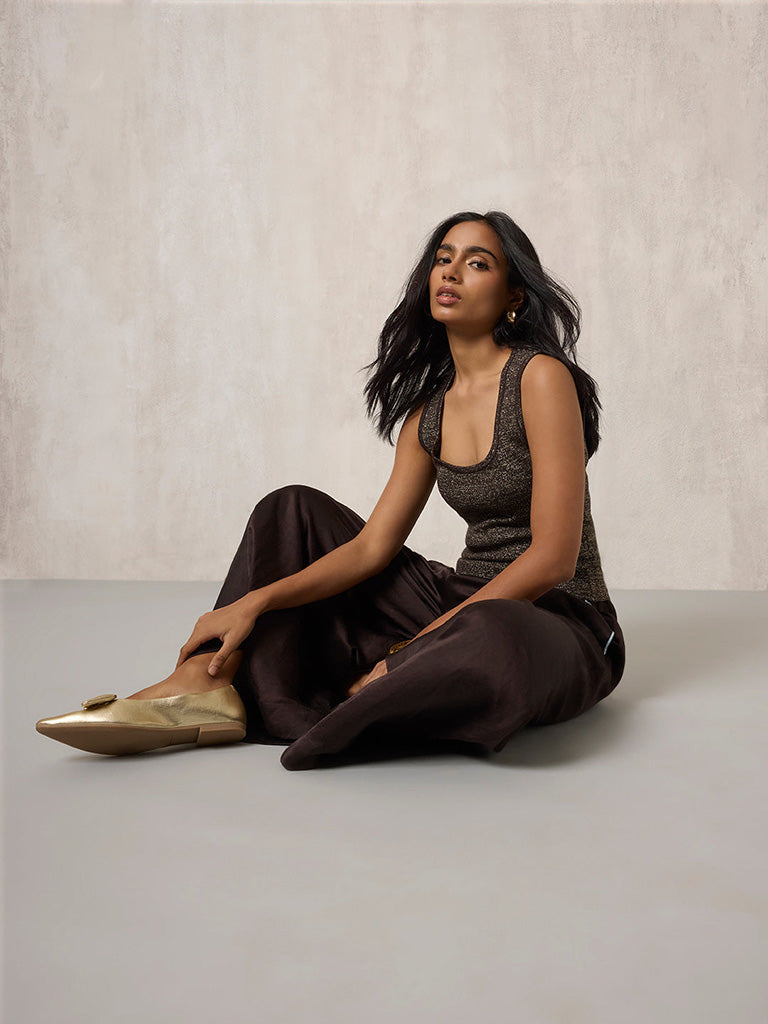 Samoh Shimmer Brown Tank Top