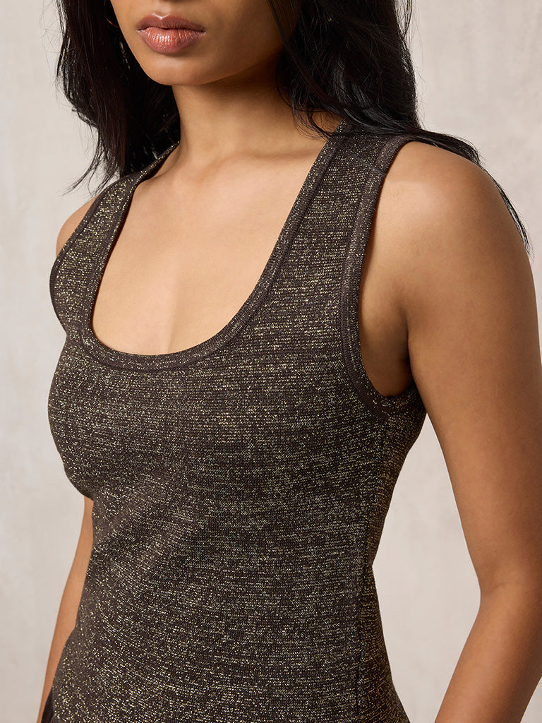 Samoh Shimmer Brown Tank Top