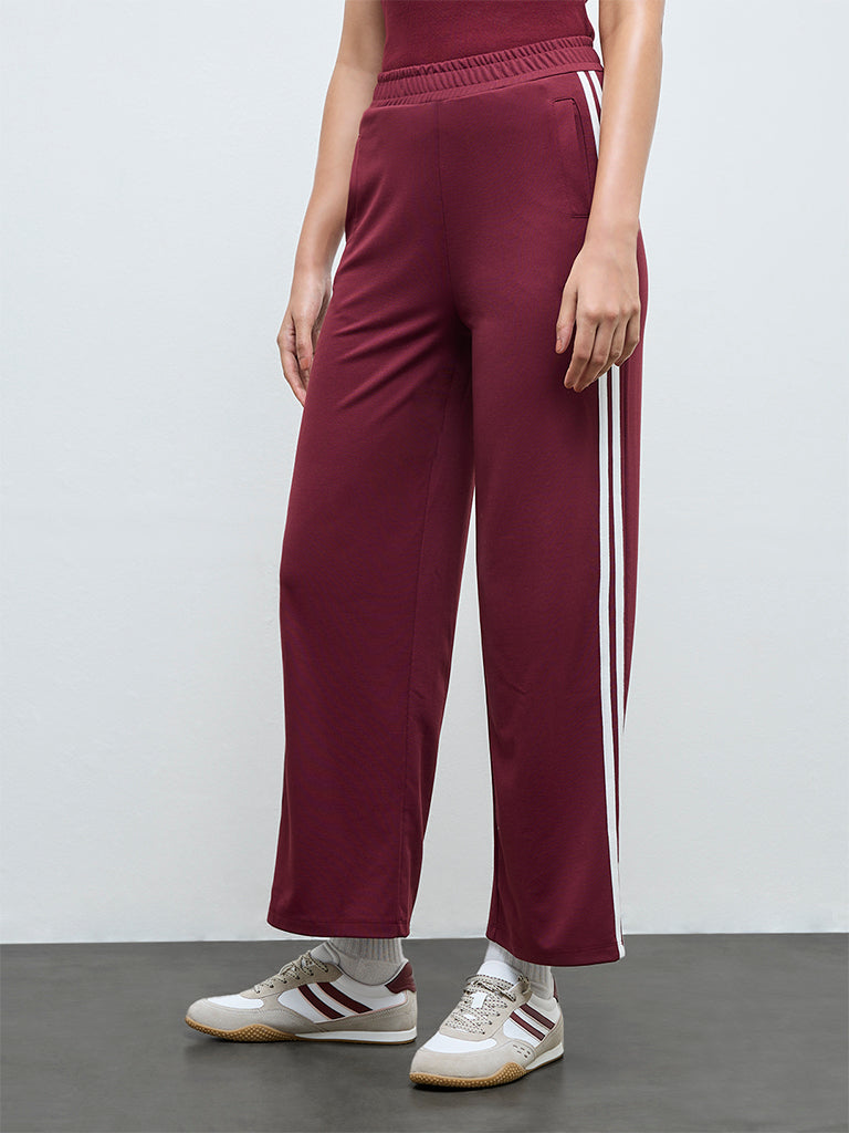 Nuoflexx Burgundy Striped Track Pants