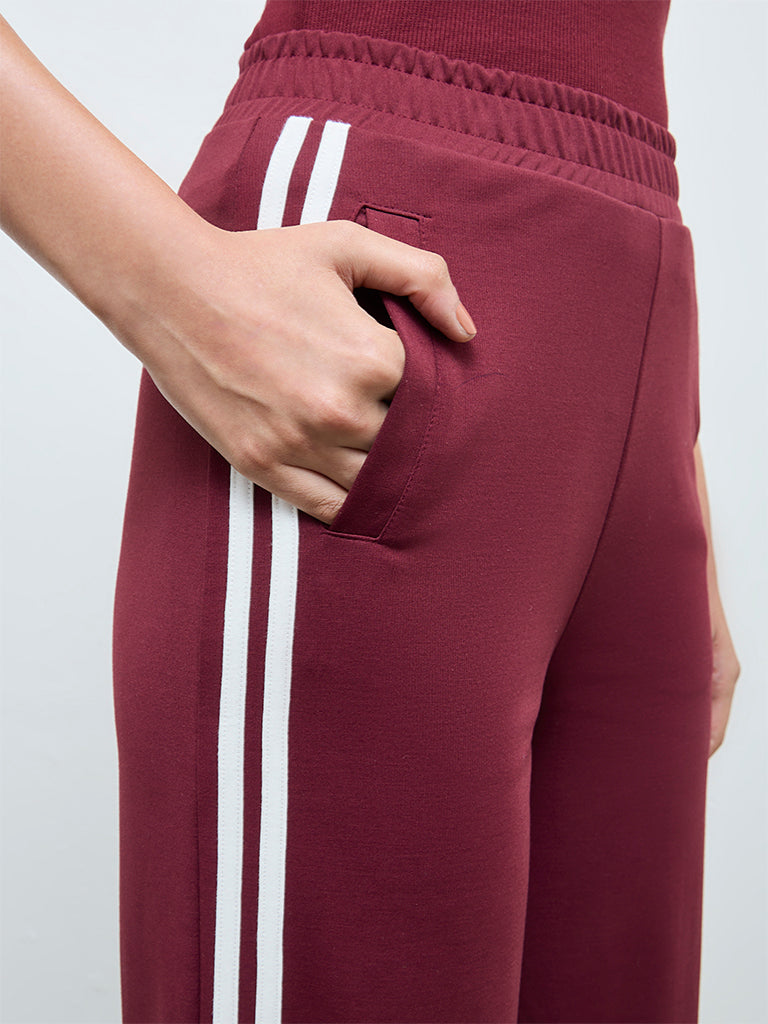 Nuoflexx Burgundy Striped Track Pants