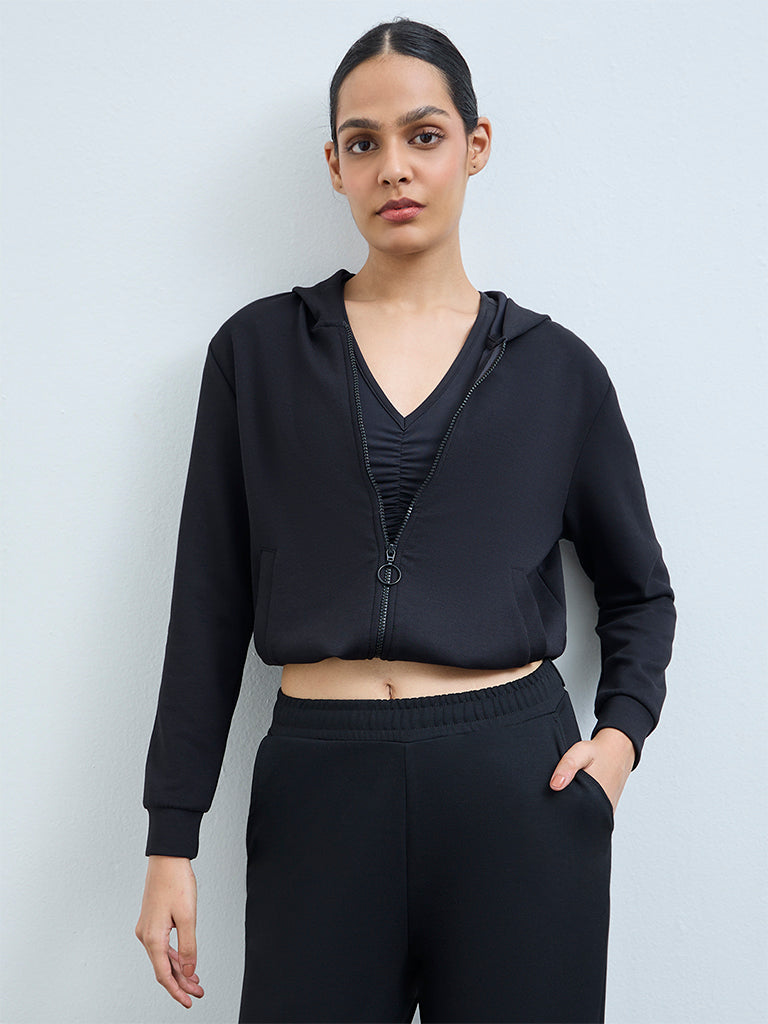 Nuoflexx Black Solid Hooded Jacket