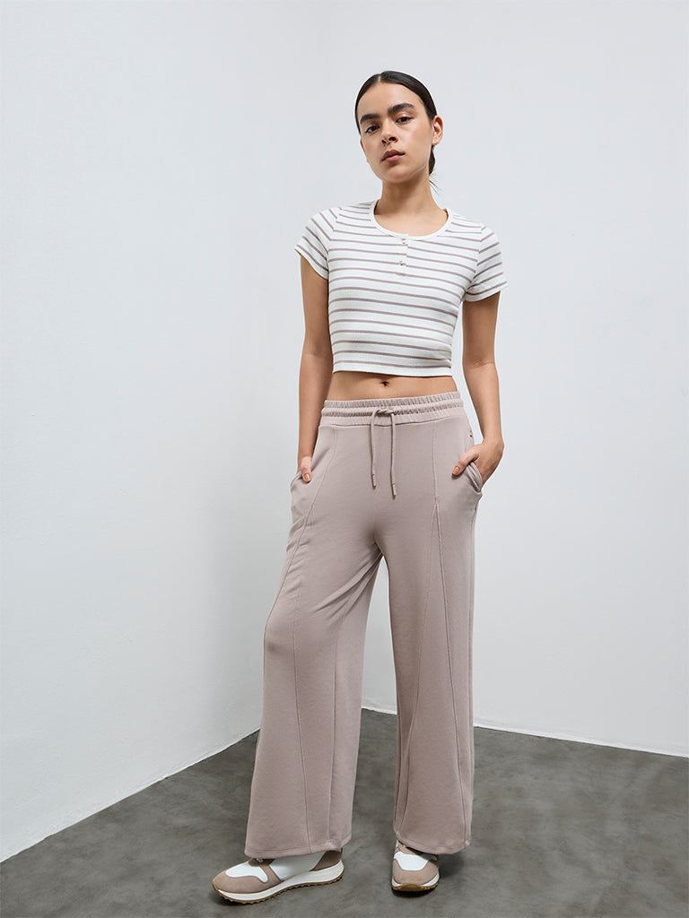 Nuoflexx Off-White Striped Cotton-Blend T-Shirt