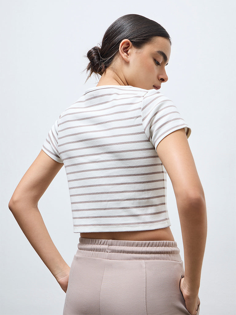 Nuoflexx Off-White Striped Cotton-Blend T-Shirt
