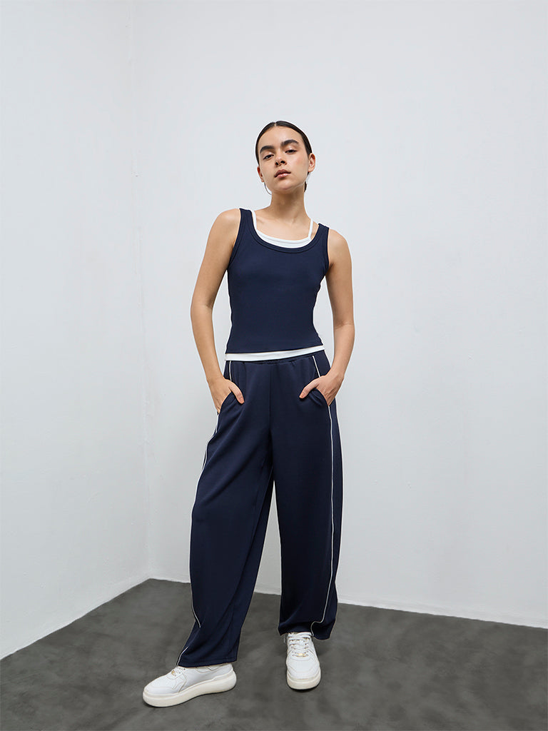 Nuoflexx Navy Textured Tank Top