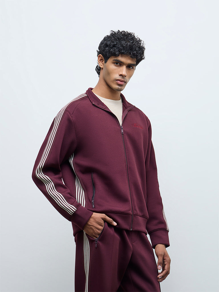 Nuoflexx Wine Striped Relaxed-Fit Jacket