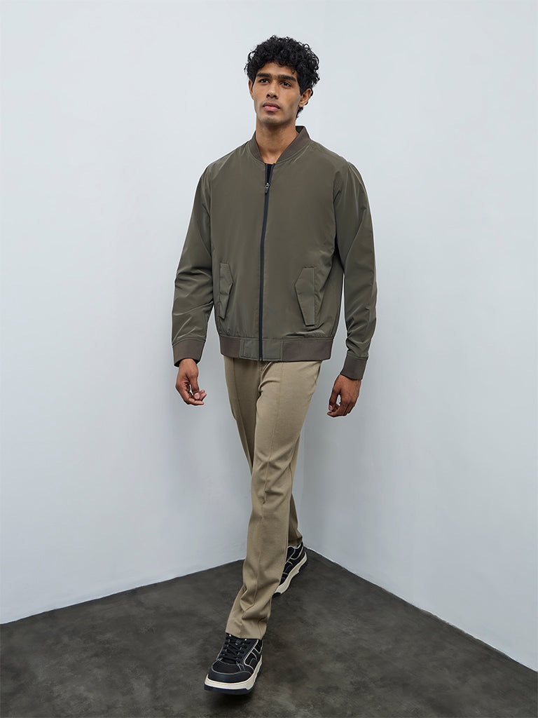 Nuoflexx Olive Relaxed-Fit Bomber Jacket
