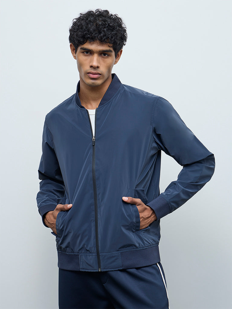 Nuoflexx Navy Relaxed-Fit Bomber Jacket
