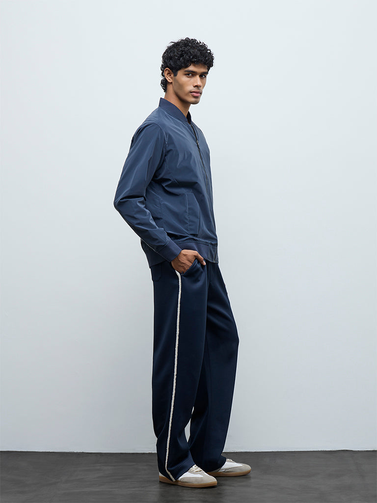 Nuoflexx Navy Relaxed-Fit Bomber Jacket