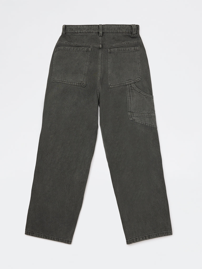 Boys Charcoal Mid-Rise Jeans